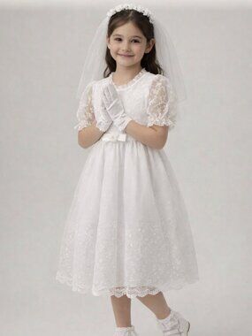 ✨🤍 STUNNING WHITE COMMUNION / FLOWER GIRL DRESS 🤍✨